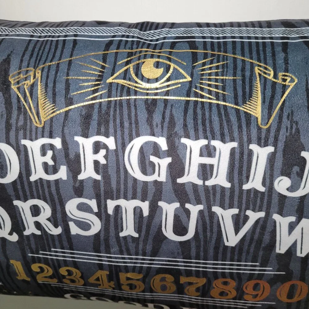 Cynthia Rowley Halloween Throw Pillow Ouija Board Black Gold Gothic Whimsigoth